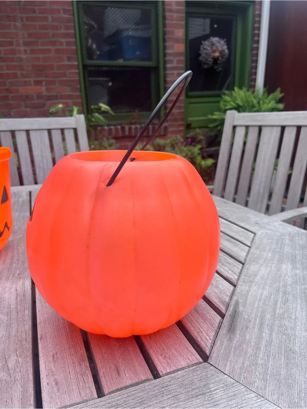 Vintage Large Halloween Jack O Lantern JOL Blow Mold Bucket Unmarked